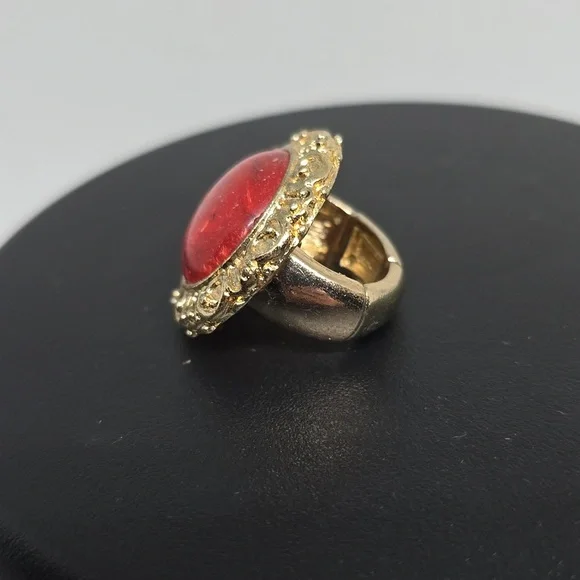 Womens adjustable red golden ring - Picture 3 of 4